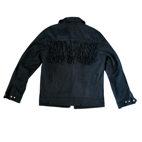 Black Faux Suede Fringe Western Jacket - Picture 5 of 7